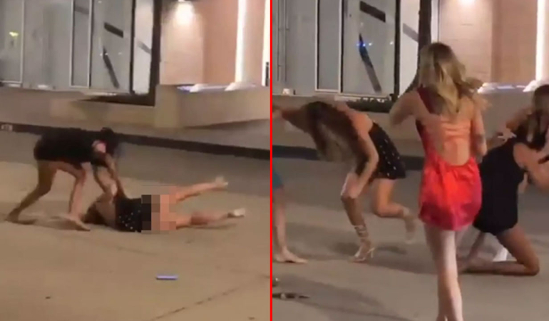 Saç saça baş başa kavga! Birbirlerine girdiler