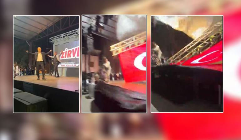 Ölümden saniyelerle kurtuluş! Başkan sahneden iner inmez dev ekran çöktü