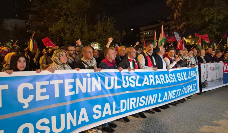 Sumud filosuna müdahale Başkent’te protesto edildi
